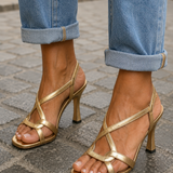 Cassie | Sandalias con Tacón Encanto Dorado de Verano