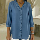 Lucía | Blusa denim fluida con cuello en V