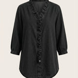 Marta – Blusa denim de cuello en V