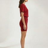 Valeria – Vestido mini ajustado fruncido efecto moldeador