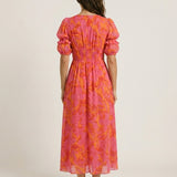 Zafira – Vestido largo estampado con escote en V